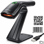 Qoltec Barcode Scanner 1D 2D + Scanner Stand | QR | EAN | USB