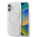 Back panel cover Guess Apple iPhone 16 hardcase IML 4G Background MagSafe White