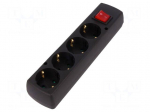 Connector: AC supply | female | splitter | 2P+PE | 250VAC | 16A | black