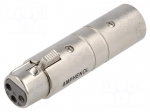 Coupler | XLR female,XLR male | PIN: 3 | silver | straight