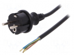 Cable | SCHUKO plug,CEE 7/7 (E/F) plug,wires | 5m | black | PVC | 16A