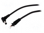 Cable | wires,DC 5,5/2,1 plug | angled | 1mm2 | black | 1.5m | -20&divide;70&deg;C