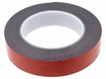 Tape: fixing | W: 25mm | L: 5m | Thk: 1.1mm | double-sided | acrylic | black