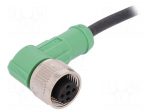 Connection lead | M12 | PIN: 4 | angled | 5m | plug | 250VAC | 4A | -25&divide;90&deg;C
