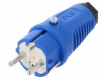 Connector: AC supply | male | plug | 2P+PE | 250VAC | 16A | Colour: blue