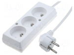 Extension lead | 3x1.5mm2 | 5m | PVC | white | Sockets no: 3 | 16A