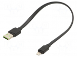 Cable | USB 2.0 | Apple Lightning plug,USB A plug | 0.25m | black