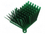 Heatsink: extruded | grilled | BGA | green | L: 40mm | W: 38mm | H: 25mm