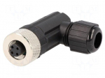 Connector: M12 | plug | PIN: 4 | female | 250V | angled 90&deg; | IP67,IP68