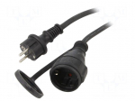 Extension lead | 3x1.5mm2 | 5m | PVC | black | Sockets no: 1 | 10A