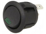 ROCKER | SPST | Pos: 2 | ON-OFF | 20A/14VDC | black | LED | RA | Body: black