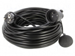 Extension lead | 3x1.5mm2 | 25m | PVC | black | Sockets no: 1 | 16A