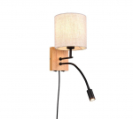 Trio Nilam sienas lampa with reading light 18 cm LED + E27 natural wood  212879236 4017807567960