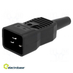 Pistik: vahelduvvoolu toide | pistik | mees | 16A | 250VAC | IEC 60320 | C20 (I)
