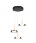 Trio Celeste LED piekarama lampa 3-pc matt black/chrome plated/wood brushed steel 354930332 4017807616897