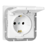 Uued tooted // Gniazdo pojedyncze p/t 2P+Z Schuko bryzgoszczelne z klapką Pearl, 16A, 250V, PT-17PH, biały