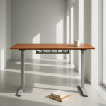 Adjustable Height Table Up Up Bjorn Gray, Table top L Dark Walnut