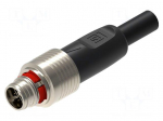 Cable: for sensors/automation | M12 | PIN: 8 | straight | 3m | plug | 0.5A