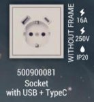 Bora Vācijas kontaktligzda ar USB+TypeC Krēmīgs