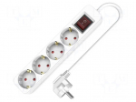 Extension lead | 3x1.5mm2 | 3m | PVC | white | Sockets no: 4 | 16A