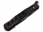 Plug socket strip: protective | Sockets: 5 | 230VAC | 10A | black | 3m