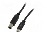 Cable | High Speed,USB 2.0 | USB B plug,USB C plug | 1m | black