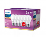 PHILIPS LED 60W A60 E27 Silti balta 2700K matēta 6 gab spuldze 8720169324633 929003817691