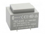 Transformer: encapsulated | 4VA | 230VAC | 6V | 666.6mA | Mounting: PCB