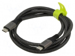 Cable | Thunderbolt 3,Thunderbolt 4,USB 4.0 | 1m | black,grey | PVC