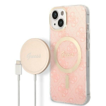Guess Set GUBPP14MH4EACSP Case+ Charger for iPhone 14 Plus / 15 Plus 6.7" / pink