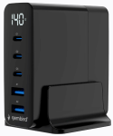 Gembird TA-UC-2A3C-PD140-01-BK 5-port GaN USB Fast Charger 140W QC 3.0 PD