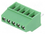PCB terminal block | angled 90&deg; | 2.54mm | ways: 5 | on PCBs | terminal