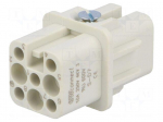Connector: HDC | contact insert | female | S-D,S-D7 | PIN: 8 | 7+PE | 10A