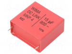 Capacitor: polypropylene | 15uF | 900V | ESR: 5.8m&Omega; | THT | &plusmn;10% | 22V/&mu;s
