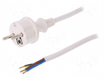 Cable | SCHUKO plug,CEE 7/7 (E/F) plug,wires | 1.5m | white | PVC