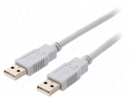 Cable | USB 2.0 | USB A plug,both sides | 5m | grey | Core: Cu