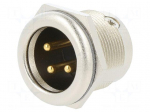 Connector: XLR | socket | male | PIN: 3 | straight | soldering | silver