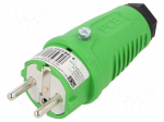 Connector: AC supply | male | plug | 2P+PE | 250VAC | 16A | Colour: green