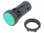 Switch: push-button | 22mm | Stabl.pos: 2 | NO | green | none | IP65 | flat