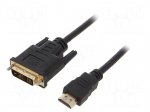 Cable | DVI-D (18+1) plug,HDMI plug | PVC | 3m | black | 30AWG