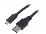 Cable | USB 3.0 | USB A plug,USB C plug | gold-plated | 1.8m | black