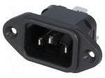 Connector: AC supply | socket | male | 10A | 250VAC | C14 (E) | IEC 60320