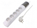 Plug socket strip: protective | Sockets: 5 | 230VAC | 10A | grey