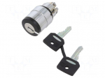 Switch: rotary with key | 22mm | Stabl.pos: 2 | black | none | IP66