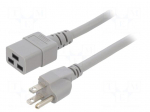 Cable | 3x14AWG | IEC C19 female,NEMA 5-15 (B) plug | PVC | 1.8m
