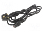 Cable | BS 1363 (G) plug,IEC C19 female | 3m | black | 16A | 250V | IP20