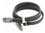 Cable | HDMI plug,both sides | PVC | textile | HDMI 2.0 | Len: 1m | black