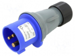 Connector: AC supply 3-phase | plug | male | 16A | 250VAC | IP&S | IP44