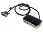 VGA splitter | VGA female x2,VGA male | 1m | black | ABS,aluminium