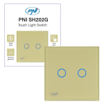 Double switch with touch PNI SH202G made of glass, gold with LED indicator, gold color